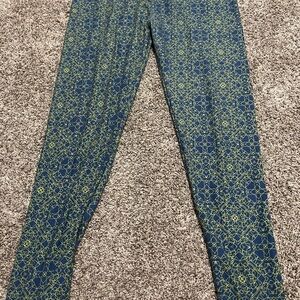 LuLaRoe Navy and Lime Geometric Leggings